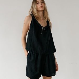 Women's Black Sleeveless Pajama Set